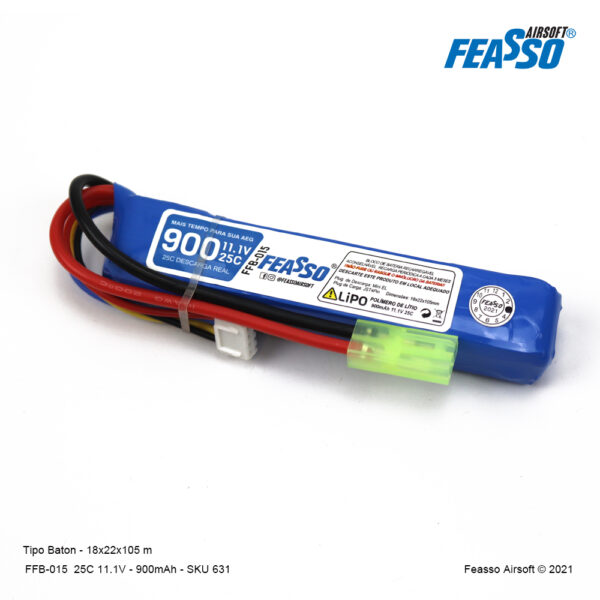 Bateria LiPO 25C - 11.1V - 900mAh - Imagem 2