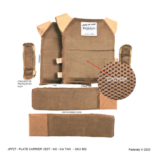 Colete Tático Modular PLATE CARRIER JPS M2 TAN - Imagem 4