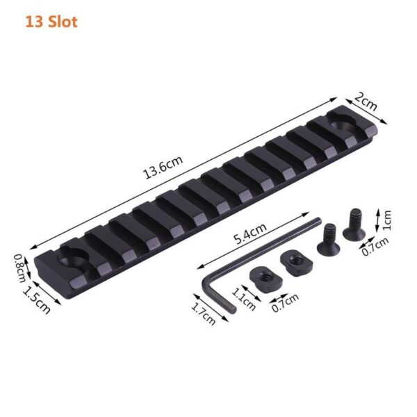 Trilho Metal 13(13,5cm) Slots Preto p/ M-Lock - Imagem 2
