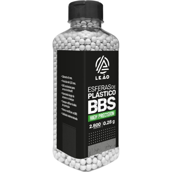 Esfera Airsoft BBs Leão 0.28g 6mm pote com 2800 bolinhas - Imagem 2